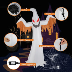 giant inflatable ghost with flashing red eyes, flame effect and led lights - product photo 5 of 6