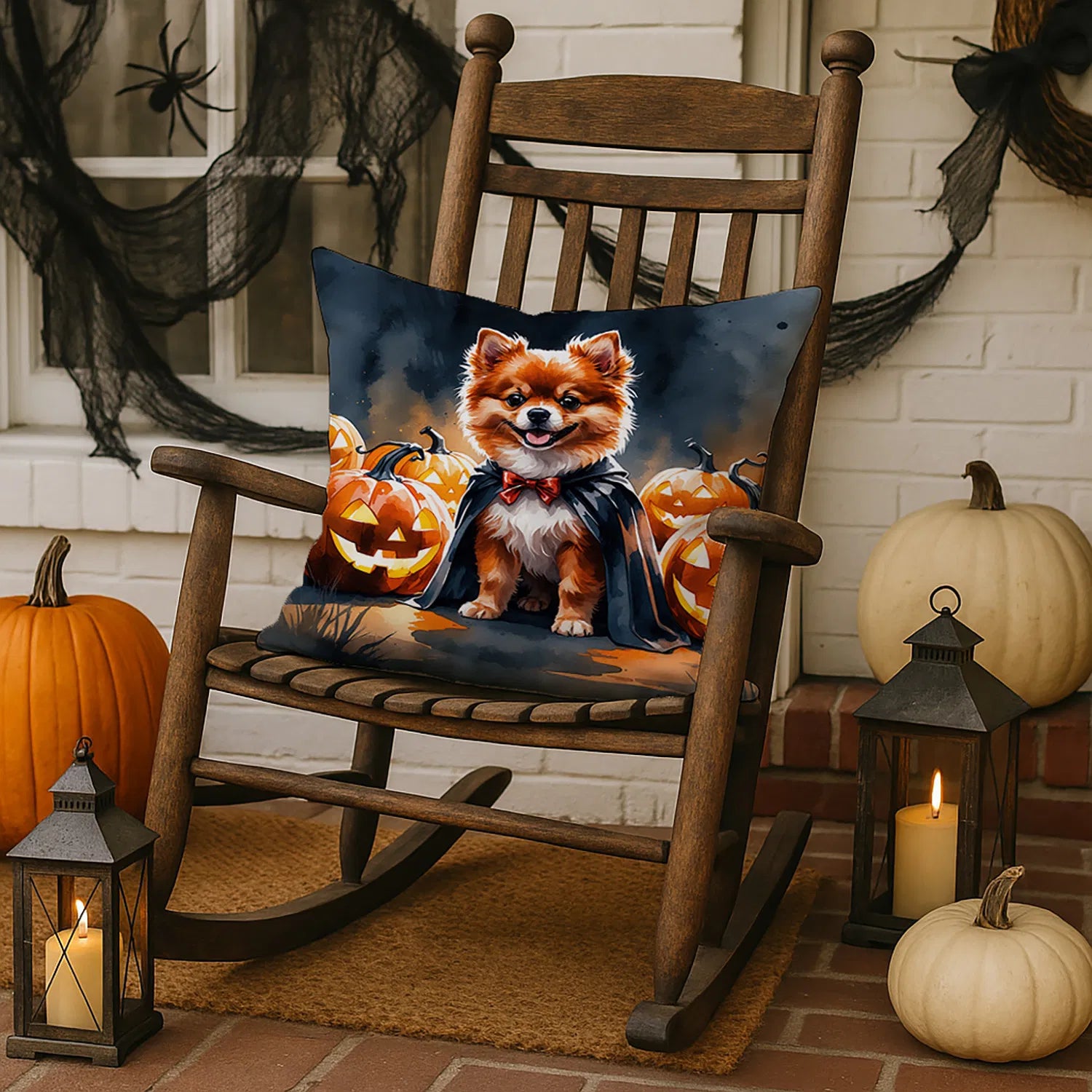 pomeranian halloween throw pillow with insert - product photo 3 of 8