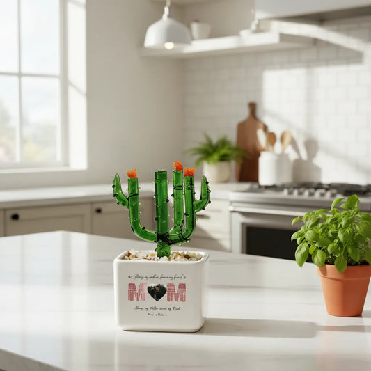 Customized Always my Mother, forever my Friend Crystal Glass Cactus Ornament