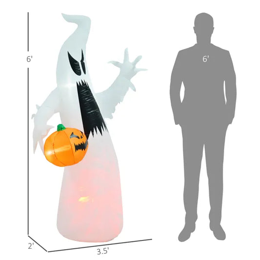 Inflatable ghost holding a pumpkin with LED - product photo 2 of 6