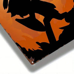 witch on broom metal sign - product photo 4 of 4