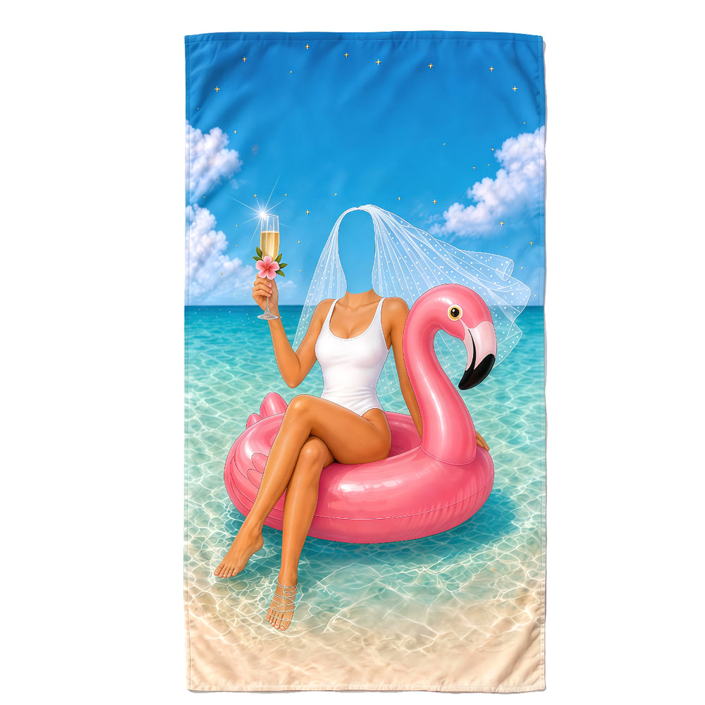Bridal Beach Towel Custom Face, Bride to Be Bachelorette Party Gift, Future Mrs Photo.