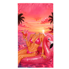 Custom Face Flamingo Beach Towel, Personalized Bachelorette Gift, Gag Gifts.