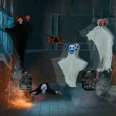 8 piece hanging ghost and cobweb set - product photo 6 of 6