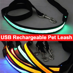 USB rechargeable LED dog leash, a safety light for night walking dog chain, suitable for all sizes of pets