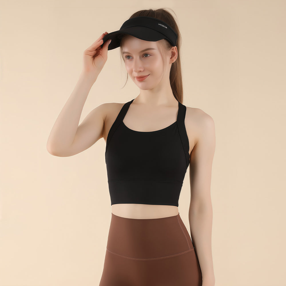 Sage Green Cross Back Sports Bra - High Support Longline Workout Crop Top for Running & Gym