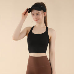 Sage Green Cross Back Sports Bra - High Support Longline Workout Crop Top for Running & Gym