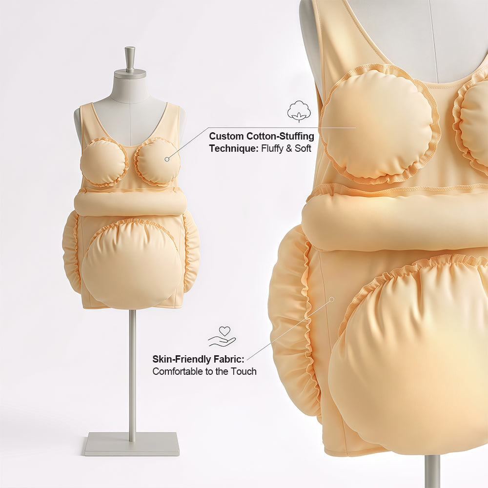 Fake Belly Fat Suit, One Second Chubby Body Costume Vest, Funny Inflated Body Suit for Halloween Cosplay Party Prank
