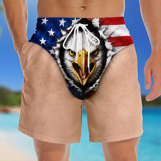 Custom Funny Patriotic Men Swim Trunks - Personalized Summer Vacation And Travel Gifts For Men - Looking Beach Ready