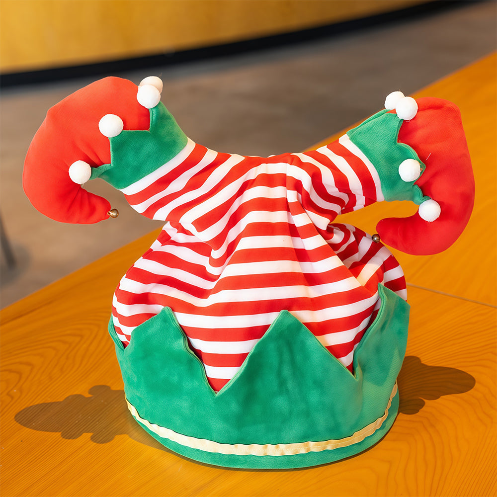 The Swaying Hat, Christmas Santa & Elf Clown Pants Hat, Funny Electric Wiggle Plush Hat, Xmas Party Novelty Costume Headwear, Holiday Photo Booth Prank Prop