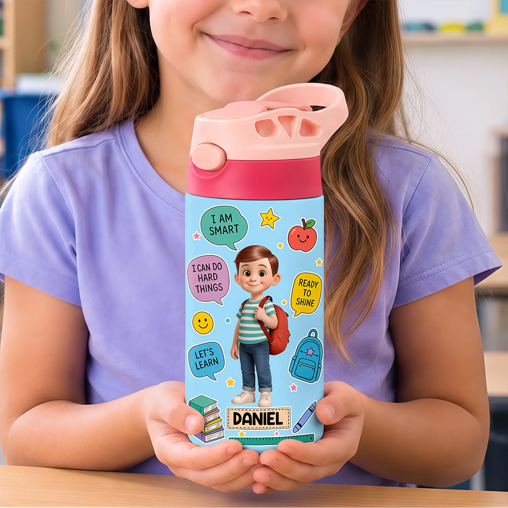 Customized Children's Warm Water Bottle 20oz - With Your Personalized Name - An Individualized School Gift for Your Child -