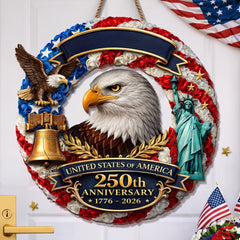 Custom Wood Sign - Personalized America 250th Anniversary Gifts For Mom, Dad, Brother, Sister, Kids - Freedom On Wheels