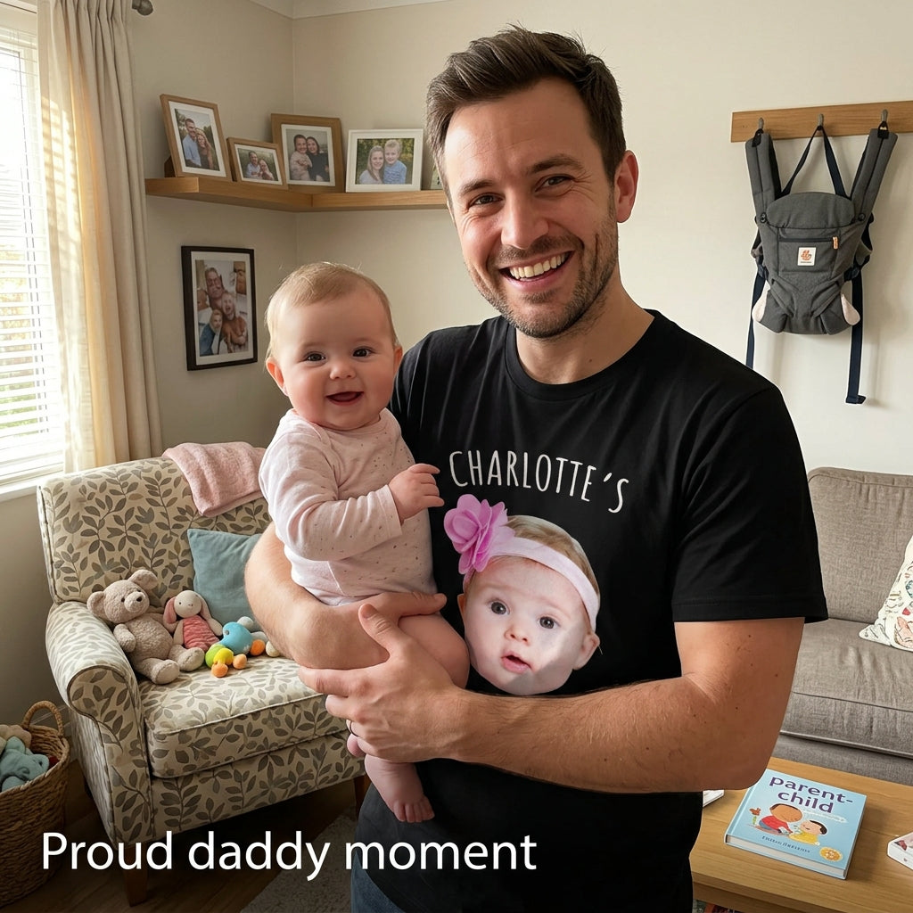 Custom Baby Face "My Daddy" Personalized Father's Day T-Shirt