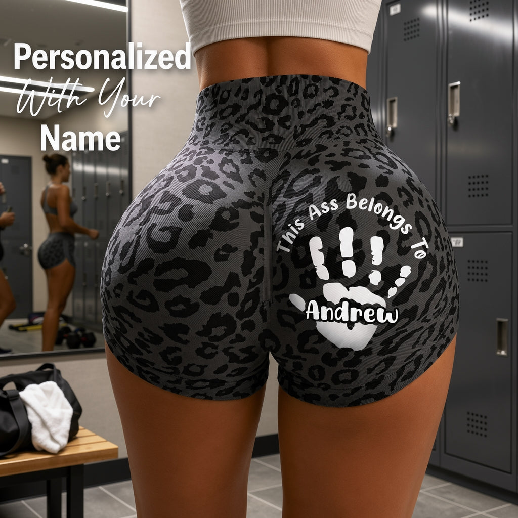 Leopard Print High Waist Booty Shorts with Custom Graphic