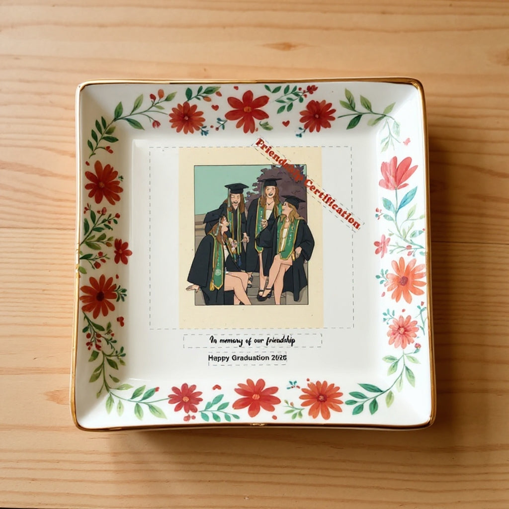 Custom Graduation Friendship Jewelry Dish - Personalized 2026 Class Photo Keepsake Tray