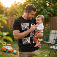 Personalized "DAD" Photo Grid Custom T-Shirt for Dad