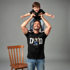 Custom Varsity Style "DAD" Letter T-Shirt – Personalized DAD Letter Outline with Kids' Name and Est. Date – Unique DIY Father's Day Gift