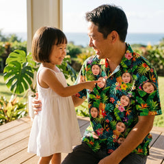 Custom Photo Hawaiian Shirt – Personalized Midnight Tropical Forest & Floral Tee – Unique DIY Dark Aesthetic Island Style Gift