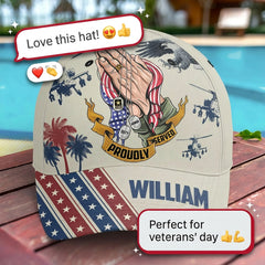 Personalized Veteran "Proudly Served" Name & Rank Baseball Cap