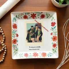Custom Graduation Friendship Jewelry Dish - Personalized 2026 Class Photo Keepsake Tray