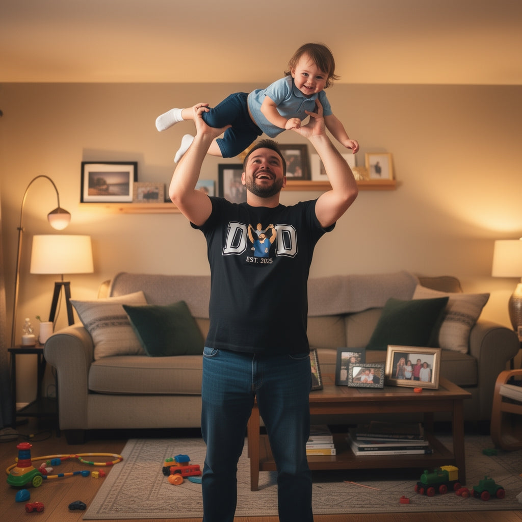 Custom Varsity Style "DAD" Letter T-Shirt – Personalized DAD Letter Outline with Kids' Name and Est. Date – Unique DIY Father's Day Gift