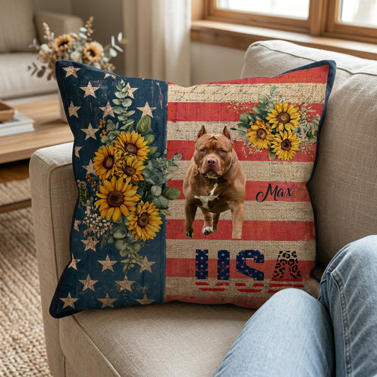 Personalized Vintage America Custom Pet Pillow