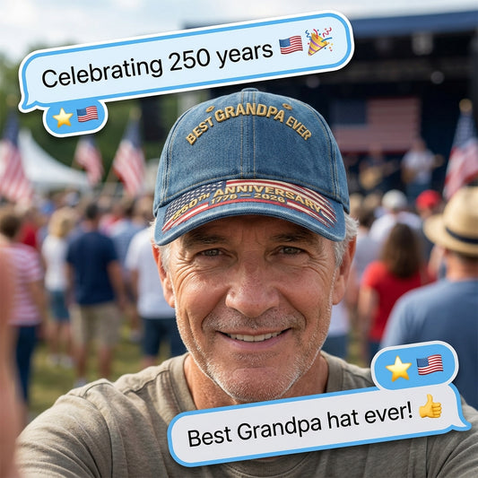"Best Grandpa Ever" 250th American Anniversary Patriotic Denim Cap