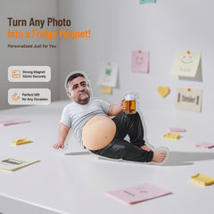Funny Beer Belly Man Lying Pose Refrigerator Magnet