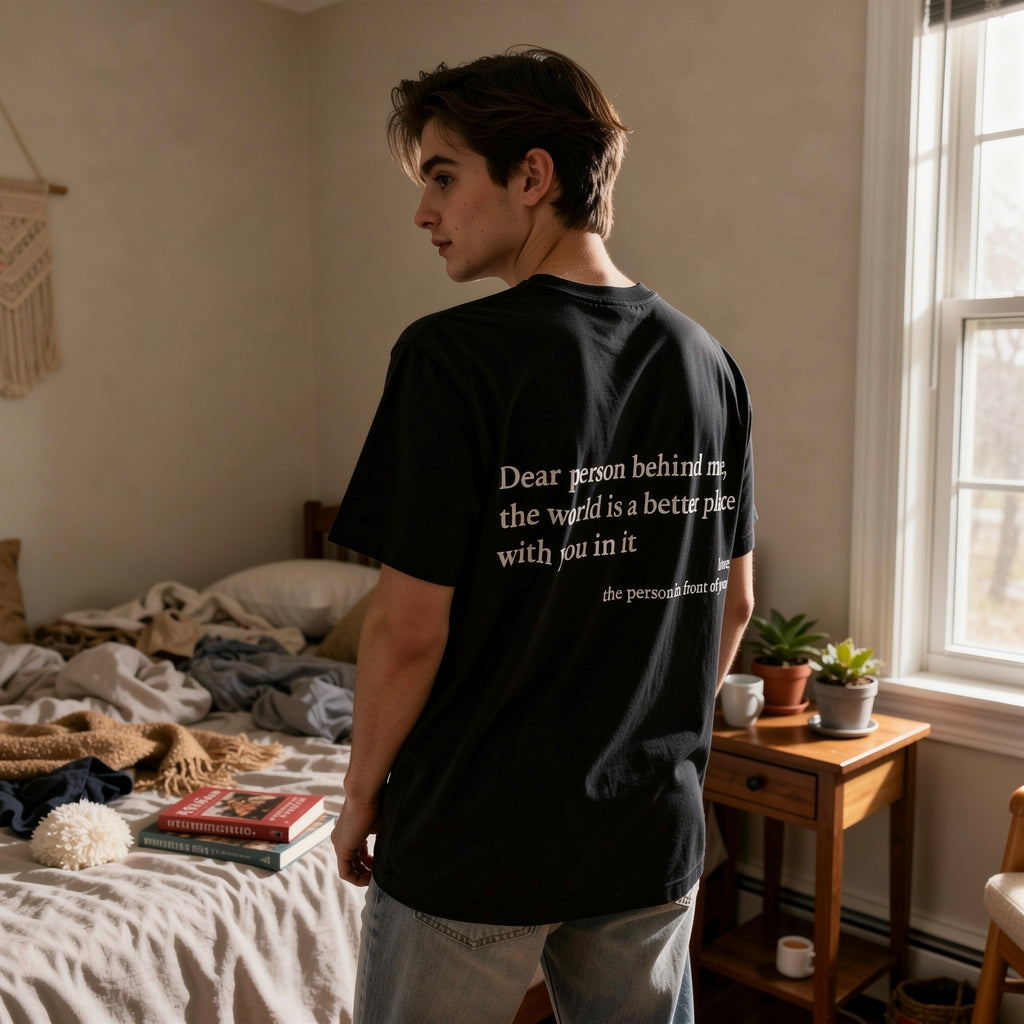 "You Are Enough" Front & "Dear Person Behind Me" Back Print White T-Shirt, Positive Quote Tee