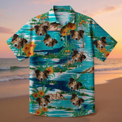 Custom Photo Hawaiian Shirt – Personalized Red Ginger & Green Palm Frond Tee – Unique DIY Hawaiian Luau Party Outfit