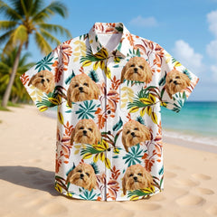 Vibrant Tropical Leaf Print Short-Sleeve Aloha Shirt