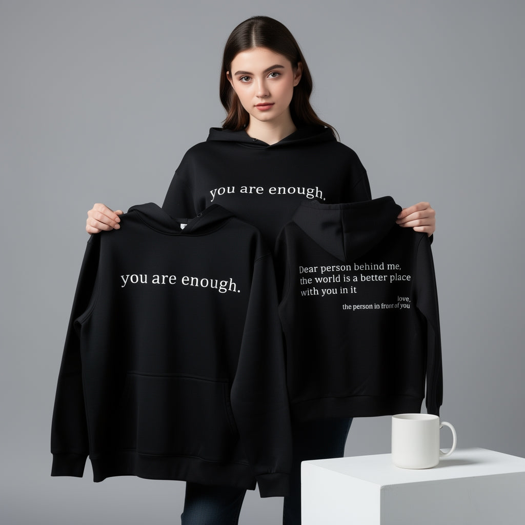 Dear Person Behind Me,the World Is A Better Place,with You In It,love,the Person In Front Of You,Women's Plush Letter Printed Kangaroo Pocket Drawstring Printed Hoodie Unisex Trendy Hoodies