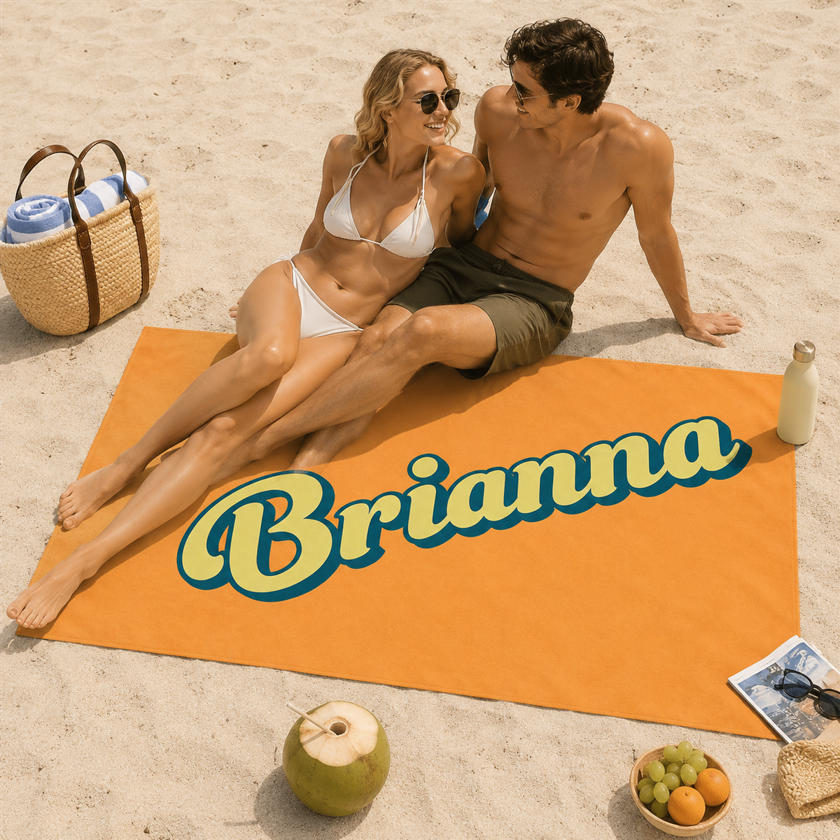 Retro Summer Personalized 30x60 Beach Towel