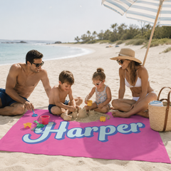 Retro Summer Personalized 30x60 Beach Towel