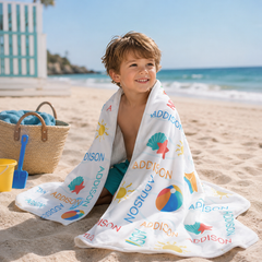Beach Fun! Personalized Baby Hooded Beach & Pool Towel