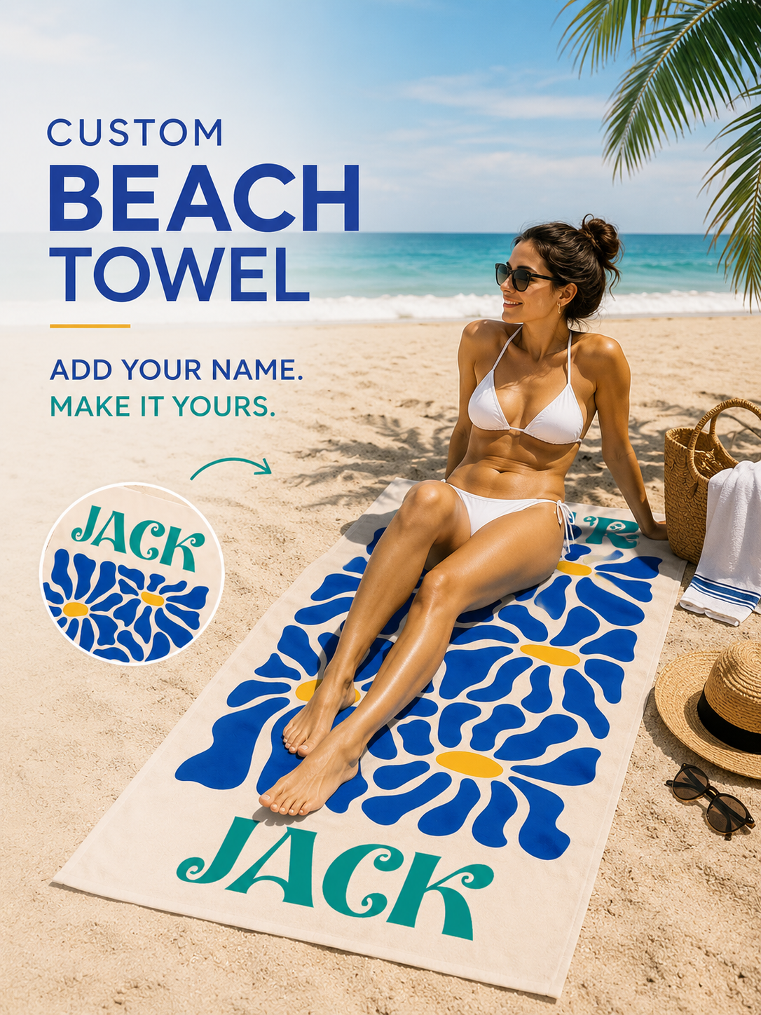 Abstract Boho Floral Matisse-Inspired Beach Towel
