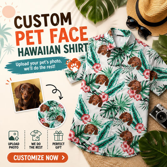 Custom Photo Hawaiian Shirt – Personalized Purple Orchid & Lush Jungle Leaf Tee – Unique DIY Exotic Summer Travel Apparel