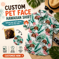Custom Photo Hawaiian Shirt – Personalized Purple Orchid & Lush Jungle Leaf Tee – Unique DIY Exotic Summer Travel Apparel