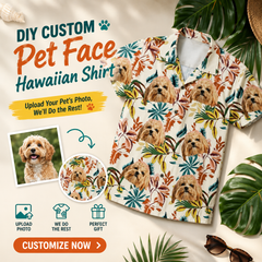 Vibrant Tropical Leaf Print Short-Sleeve Aloha Shirt