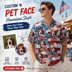 USA Star Stripe Hibiscus Tropical Aloha Shirt