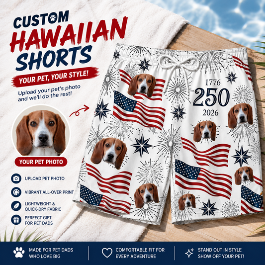 American Bicentennial 250 Years Firework Flag Board Shorts