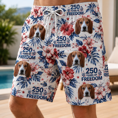 USA 250 Years of Freedom Hibiscus Eagle Tropical Swim Trunks