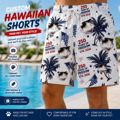 USA 250 Years of Freedom Tropical Palm Tree Swim Trunks