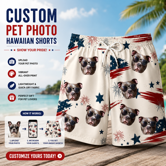 USA Star Firework Independence Day Patriotic Swim Shorts