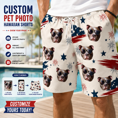 USA Star Firework Independence Day Patriotic Swim Shorts