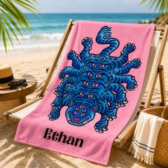 Psychedelic Multi-Eyed Blue Tiger Tattoo Style Throw Blanket