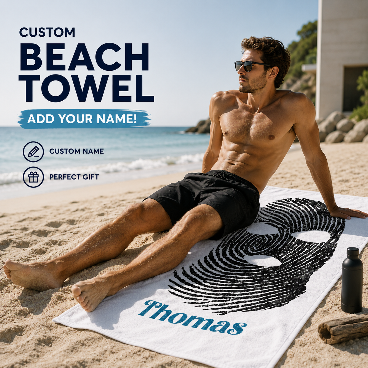 Grunge Fingerprint Ski Mask Black & White Throw Blanket