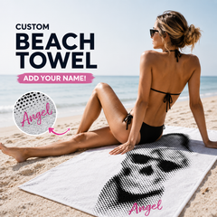 Retro Halftone Skull Monochrome Gothic Art Towel