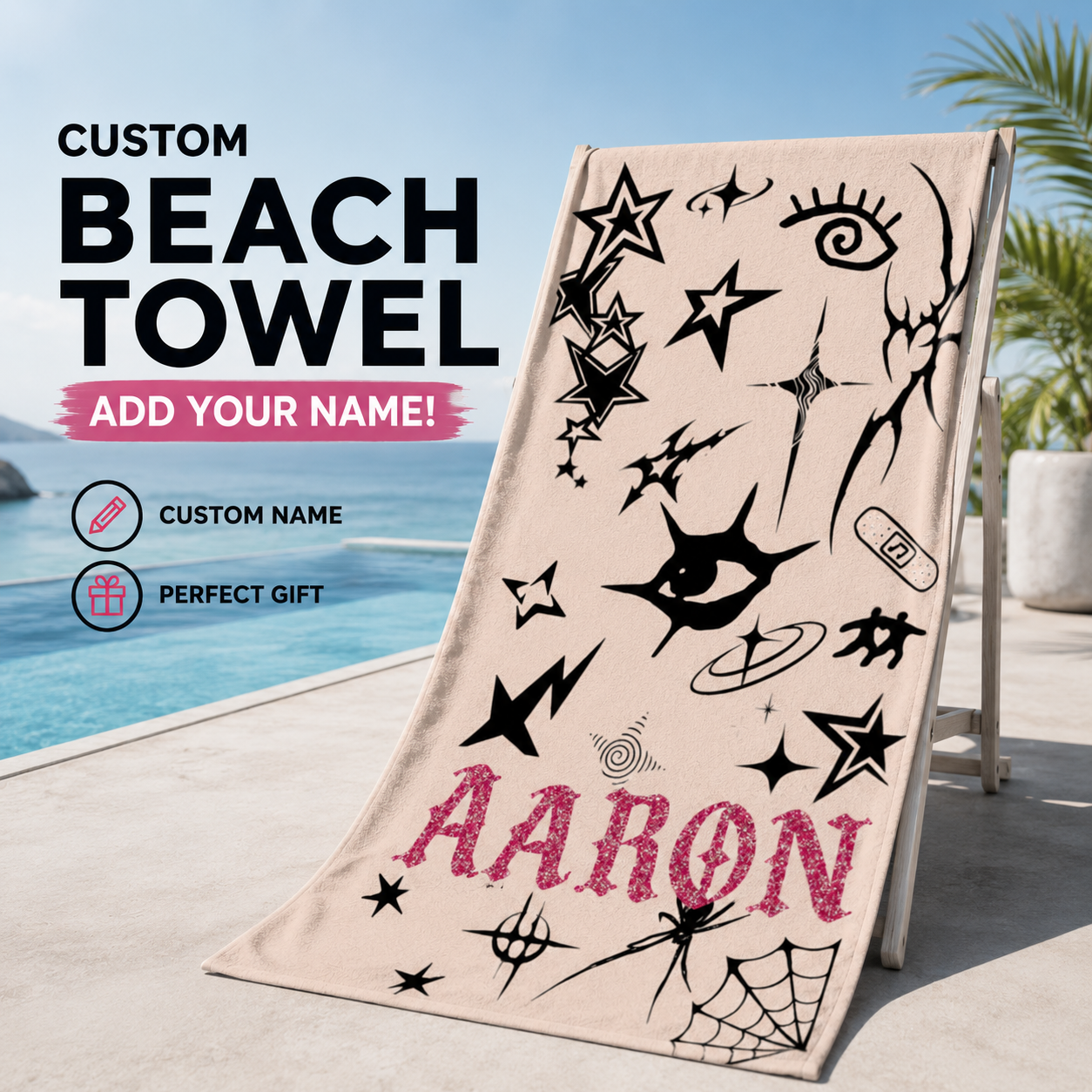 Y2K Grunge Star & Eye Tattoo-Style Throw Blanket