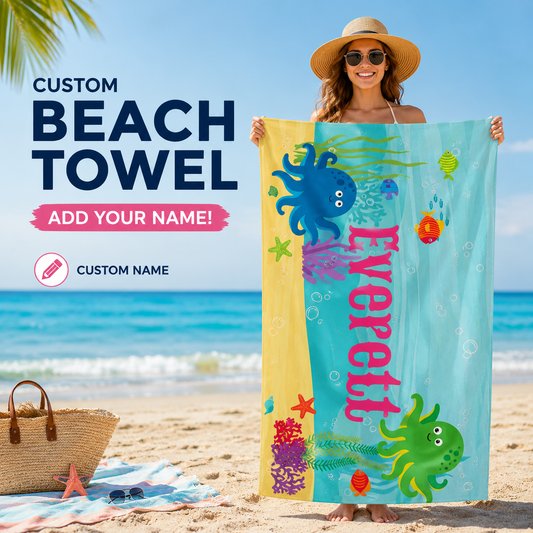 Cute Octopus Ocean Life Nursery Soft Plush Blanket 30x60 Beach Towel